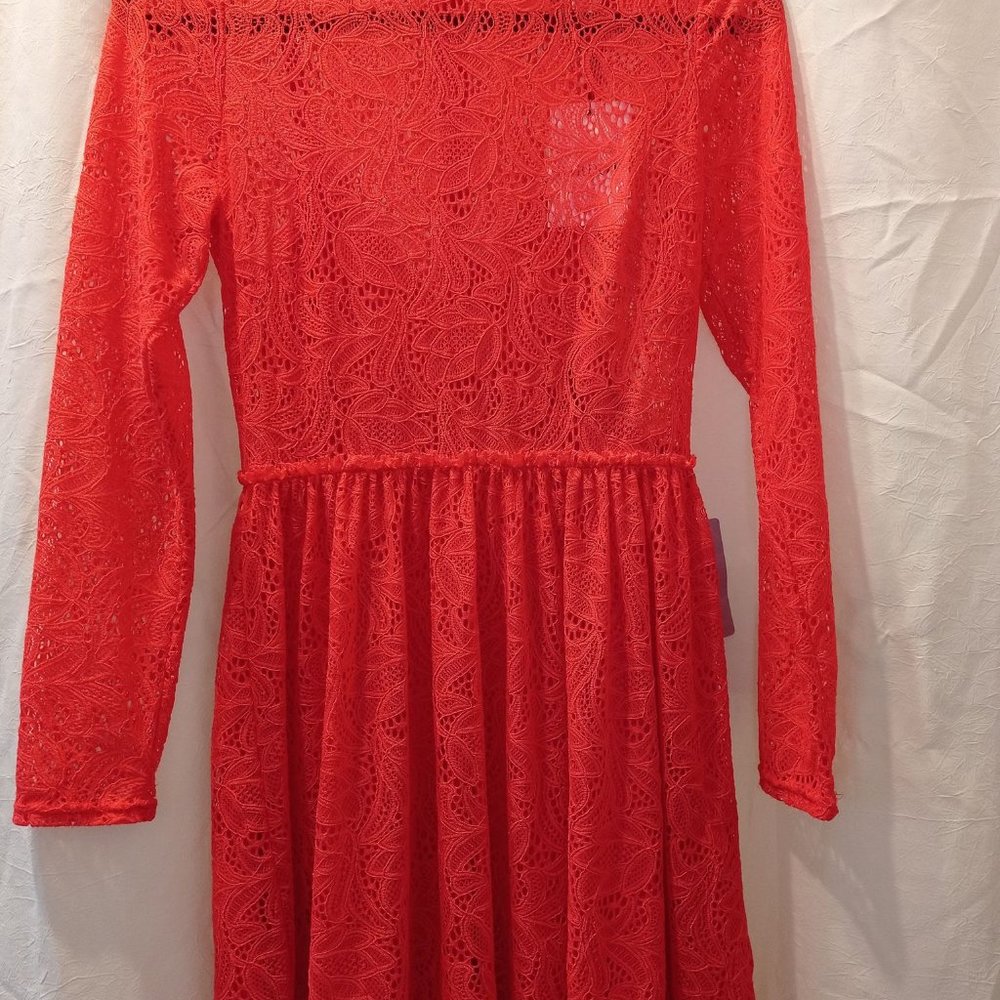 Deep Coral Lace Dress over slip by BARDOT